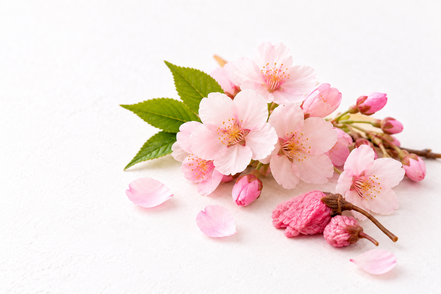 塩漬け桜葉の華やかな香りとほのかな塩味!みずみずしい和の風情